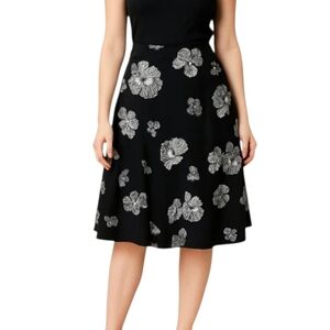 Worthington Black & White Floral Cotton A-Line Skirt – Size 12